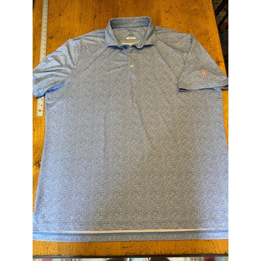 Mens Johnnie-O Polo 2XL Blue Floral All over print performance golf